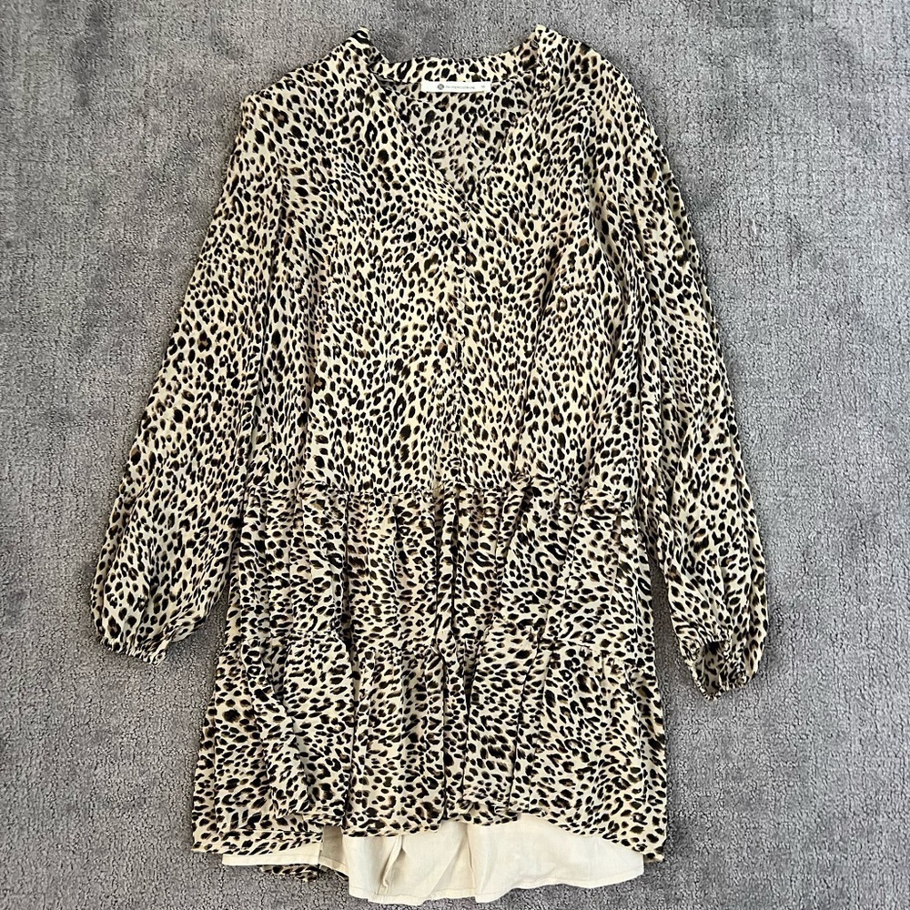 The Impeccable Pig Leopard Print Shirt Mini Dress